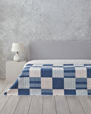 English Home Plaid Harmony Tek Kişilik Çok Amaçlı Örtü Mavi