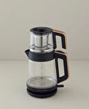 English Home CMK 6001 Cam Çay Makinesi ve Kettle Siyah-Bakır