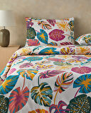 English Home Leaf Jungle Pamuklu Ranforce Tek Kişilik Nevresim Seti 160x220 cm Fuşya