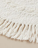 English Home Falbelo Pamuklu Yuvarlak Banyo Paspası Ekru