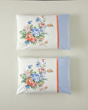English Home Rose Romance Kombin Pamuklu 2'li Yastık Kılıfı 50x70 cm Mavi