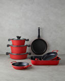English Home Prime Red Love Alüminyum Döküm Derin Tencere 24 cm Kırmızı