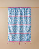 Zigzag Pamuklu Püsküllü Peştamal 90x150 cm Mavi-Fuşya