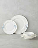 English Home Serenity Blue Bone Porselen Yemek Takımı 24 Parça 6 Kişilik Lacivert