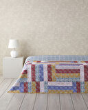 English Home Log Cabin Patchwork Çift Kişilik Çok Amaçlı Örtü Pembe