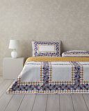 English Home Gingham Patchwork Çok Amaçlı Çift Kişilik Yatak Örtüsü Takımı Terracotta