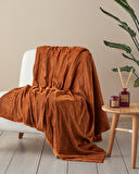 Corduroy Sherpa Kadife Tv Battaniye 120x160 cm Yanık Portakal