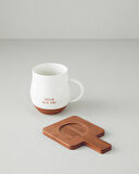 English Home Hello New Day New Bone China Bardak Altlıklı Kupa 450 ml Beyaz