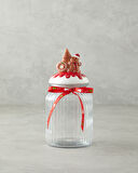 Ginger Glaze Cam Kavanoz 600 ml Beyaz - Kırmızı