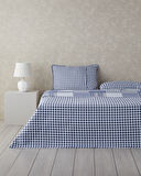 English Home Patch Frame Çok Amaçlı Çift Kişilik Yatak Örtüsü Takımı 200x220 cm Mavi