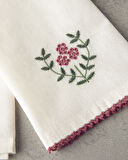 Retro Grids Pamuk Kurulama Bezi Krem - Pembe