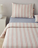 English Home Cool Stripe İpliği Boyalı Çift Kişilik Nevresim Takımı Terracota - Bej