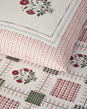 English Home Floral Grid Pamuklu Tek Kişilik Nevresim Seti Gül Kurusu