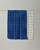 English Home Plain Check Pamuklu King Size Battaniye Lacivert - Krem