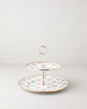 English Home Retro Pure Emaye Katlı Servis 21x29 cm Pembe - Yeşil