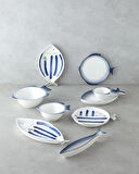Marinova Porselen Pasta Tabağı 23 cm Mavi-Beyaz