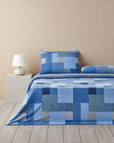 English Home Modern Patch Pamuklu Ranforce Tek Kişilik Nevresim Takımı 160x220 cm Mavi
