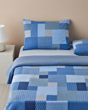 English Home Modern Patch Pamuklu Ranforce Tek Kişilik Nevresim Takımı 160x220 cm Mavi