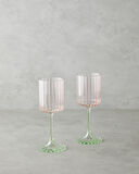 Glimmer Cam 2'li Kadeh 250 ml Pembe - Yeşil