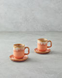 English Home Alicent Seramik 4 Parça 2 Kişilik Double Kahve Fincan Takımı 150 ml Açık Turuncu