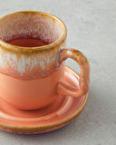 English Home Alicent Seramik 4 Parça 2 Kişilik Double Kahve Fincan Takımı 150 ml Açık Turuncu