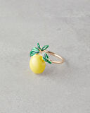 Summer Lemon Metal 4'lü Peçete Halkası 4 cm Gold