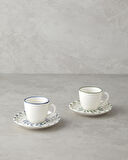 English Home Petally Bone Porselen 4 Parça 2 Kişilik Kahve Fincan Takımı 90 ml Mavi-yeşil