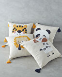 English Home Sweet Cat Bebe Dekoratif Kırlent 45x45 cm Ekru