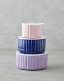 Oliver New Bone China 3'lü Saklama Kabı 300 ml-600 ml-800 ml Lila-Lacivert-Krem