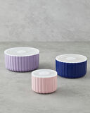 Oliver New Bone China 3'lü Saklama Kabı 300 ml-600 ml-800 ml Lila-Lacivert-Krem