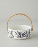 Floral Grace Stoneware Sunumluk 17x7 cm Siyah - Beyaz