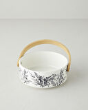 Floral Grace Stoneware Sunumluk 17x7 cm Siyah - Beyaz