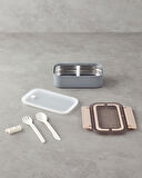 English Home Riley Paslanmaz Çelik 7 Parça Lunch Box 800 ml Gri