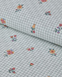 Floral Plaid Baskılı Pamuklu Tek Kişilik Pike 150x220 cm Yeşil