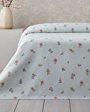 Floral Plaid Baskılı Pamuklu King Size Pike 240x220 cm Yeşil