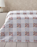 Daisy Plaid Baskılı Pamuklu King Size Pike 240x220 cm Mavi