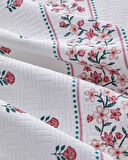 Floral Lines Baskılı Pamuklu Çift Kişilik Pike 200x220 cm Pudra