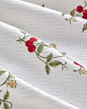 Cherry Blossom Baskılı Pamuklu King Size Pike 240x220 cm Kırmızı