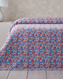Flower Blast Baskılı Pamuklu Çift Kişilik Pike 200x220 cm Mavi