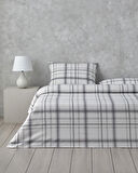 Graphic Grid Kolay Ütülenir Çift Kişilik Nevresim Takımı 200x220 cm Gri