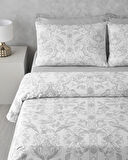 Dainty Bird Pamuk Saten King Size Nevresim Takımı 240x220 cm Gümüş