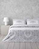 Paisley Serenade Pamuk Saten Çift Kişilik Nevresim Takımı 200x220 cm Gümüş