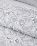Paisley Serenade Pamuk Saten King Size Nevresim Takımı 240x220 cm Gümüş