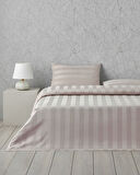 Deluxe Çizgili Pamuk Saten King Size Nevresim Takımı 240x220 cm Gül Kurusu