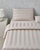 Deluxe Çizgili Pamuk Saten King Size Nevresim Takımı 240x220 cm Gül Kurusu