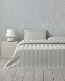 Deluxe Çizgili Pamuk Saten King Size Nevresim Takımı 240x220 cm Açık Yeşil