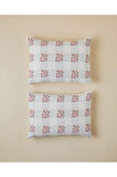 Daisy Plaid Kolay Ütülenir 2'li Yastık Kılıfı 50x70 cm Kırmızı - Mavi