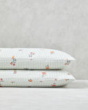 Floral Plaid Kolay Ütülenir 2'li Yastık Kılıfı 50x70 cm Pembe - Yeşil