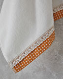 Petite Checked Pamuklu Kroşeli Yüz Havlusu 50x80 cm Ekru-Sarı
