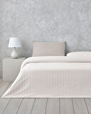 Clouded Grid İpliği Boyalı Tek Kişilik Nevresim Takımı 160x220 cm Bej